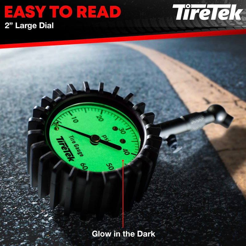 TireTek Tire Pressure Gauge for Cars (0-60 PSI  ANSI Certified) Premium Air Pressure Gauge for Tires - Easy to Read Automobile Analog Circular Dial Low PSI Checker Tester - Image 4